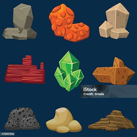 Set Batu Mineral Kartun Vektor Ilustrasi Stok Unduh Gambar Sekarang