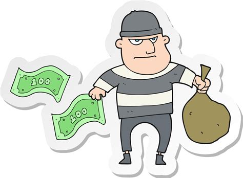 sticker of a cartoon bank robber 12359294 Vector Art at Vecteezy