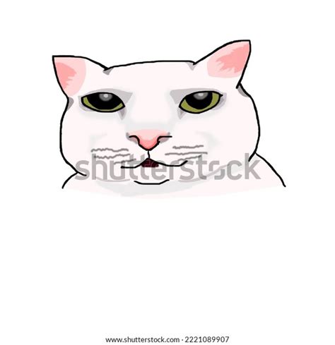 Cat Funny Drawing Cat Face Meme Stock Illustration 2221089907