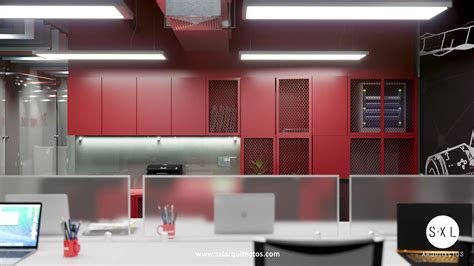 Diseño De Oficinas En Lima Creación De Mueble En Mdf Pintado Color Rojo Acabado Poliuretano