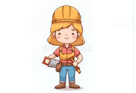 Cheerful Blonde Chibi Construction Worker A Delightful Korean Style D Vector Illustration