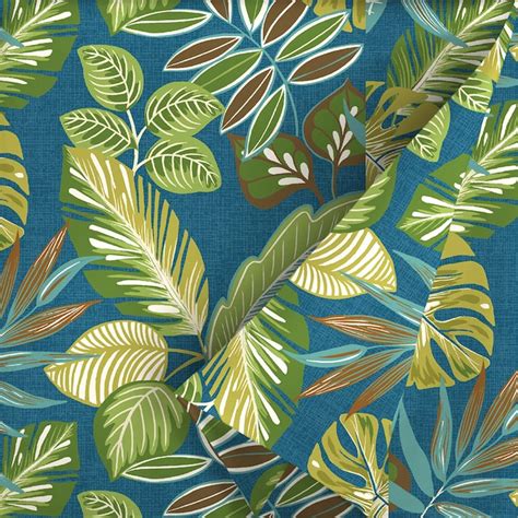 Arden Outdoor Merrill Botanical 54 In Blue Tropical Outdoor Fabric By