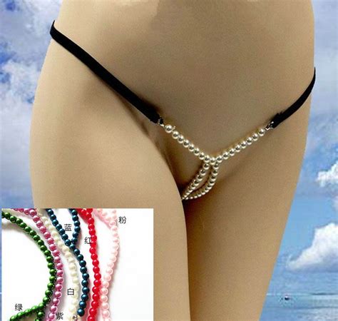 Women S Hot Open Crotchless Pearl Mini Micro Bikini Thongs G Strings Panties Briefs Sexy Exotic