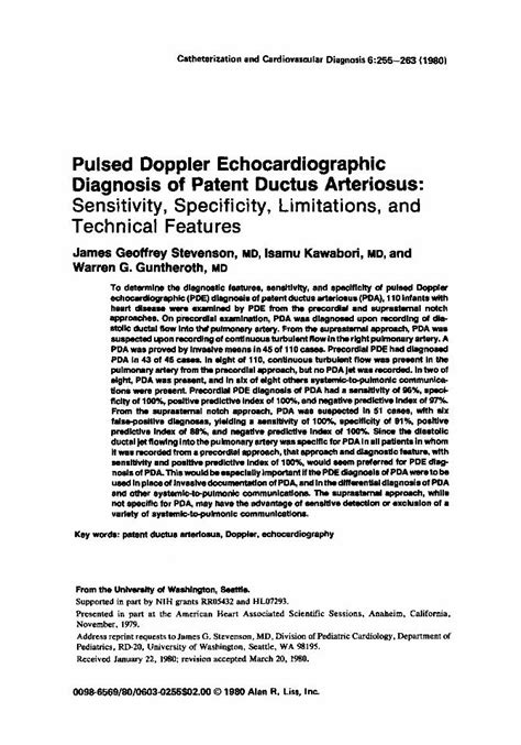 Pdf Pulsed Doppler Echocardiographic Diagnosis Of Patent Ductus