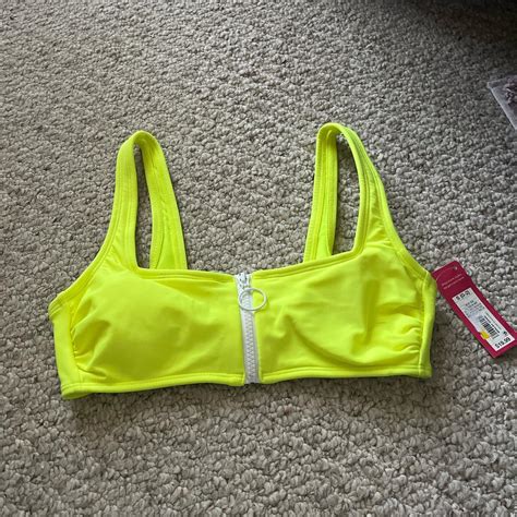 Neon Yellow Target Bikini Top Size Small Brand New Depop
