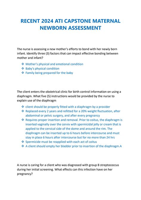 SOLUTION Recent 2024 Ati Capstone Maternal Newborn Assessment Studypool