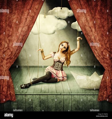 Beautiful woman marionette on stage puppet theater Stock Photo - Alamy