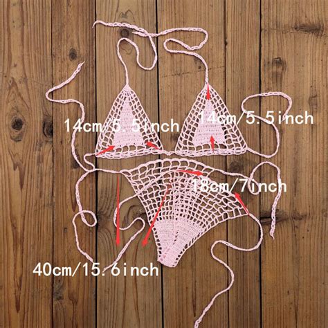 Hand Crochet Micro Swimwear Women Sexy Extreme Mini Bikini Set Sunbathing Cotton Ebay