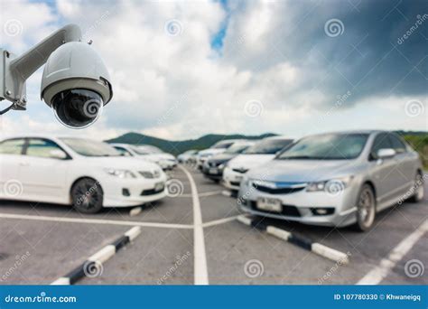 Cctv Camera On Car Parking Overhead Cctv Technology Tracking Stock