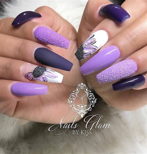 60 Gorgeous Acrylic Purple Nails Art Design Ideas Purple Nail