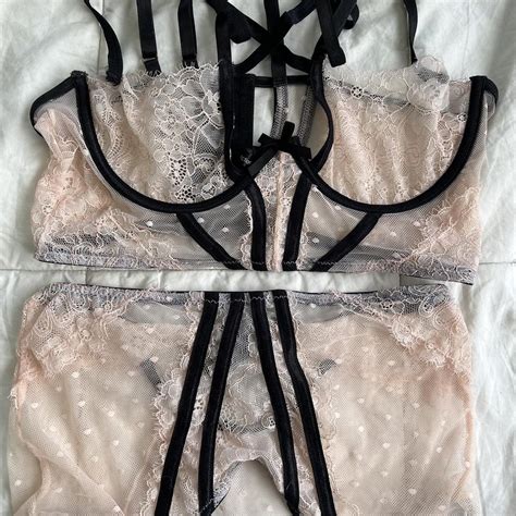 Icollection Sheer Mesh Lingerie Set With Peekaboo Depop