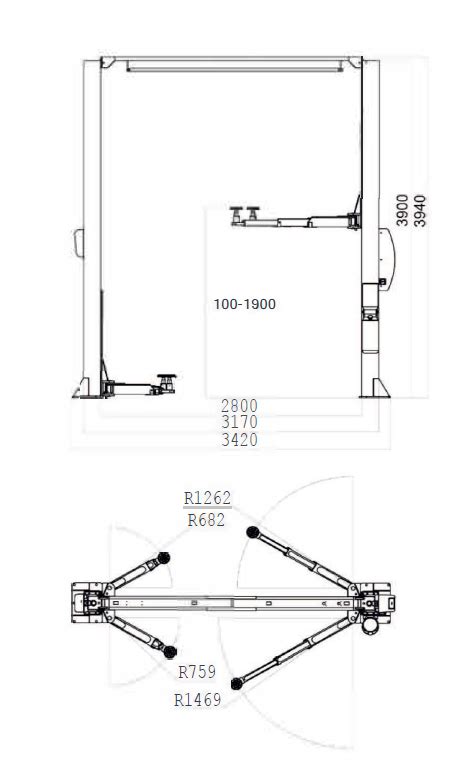 Megalift Xl Hydraulic Baseless Two Post Lift