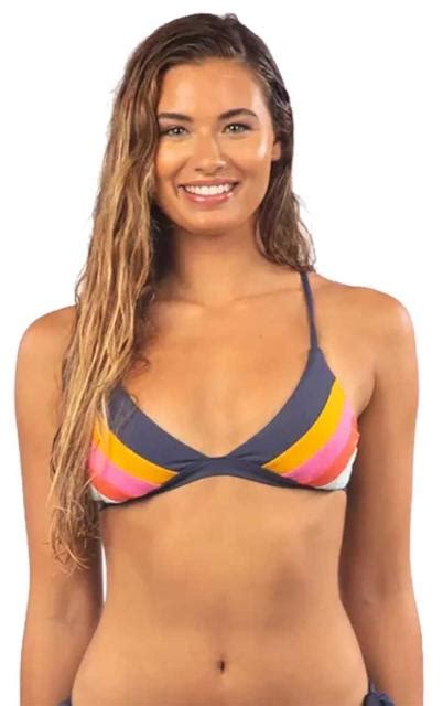 Rip Curl Heat Wave Cross Back Tri Bikini Top Navy