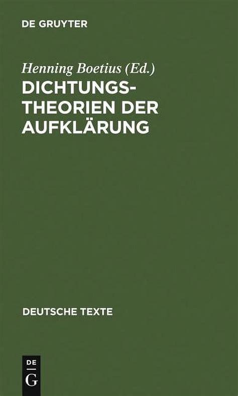 Deutsche Texte Dichtungstheorien Der Aufkl Rung Hardcover Walmart