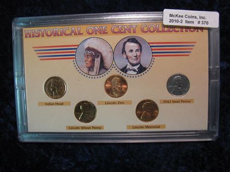 370. "Historical One Cent Collection" In a special case. 5-Piece Set.