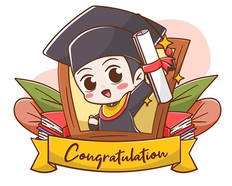 Cute greeting card of graduation cartoon illustration 21921537 Vector ...