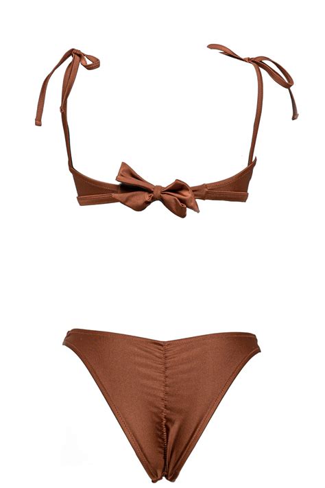 Josephine High Leg Bikini Bottom In Brown Habana De L Or