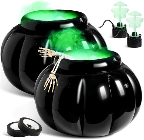 Sliner 2 Pcs Halloween Inflatable Cauldron Drink Cooler With Led Ultrasonic Mist