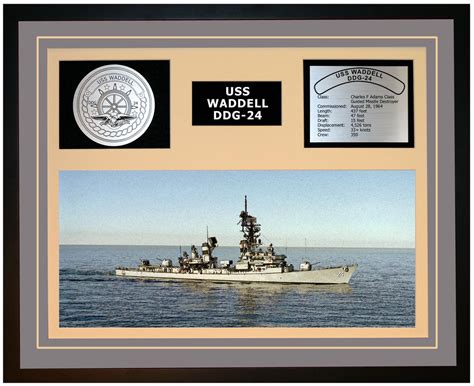 Uss Waddell Ddg 24 Framed Navy Ship Display Burgundy Navy Emporium