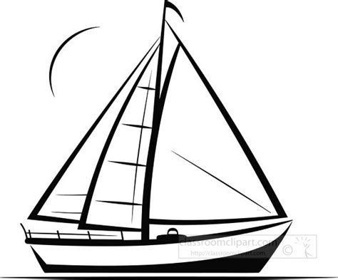 Sailboat Black And White Clipart