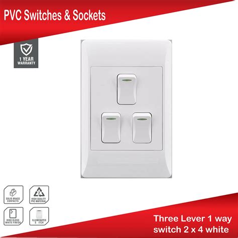 Electricmate 3 Lever Pvc Switch White Gentech