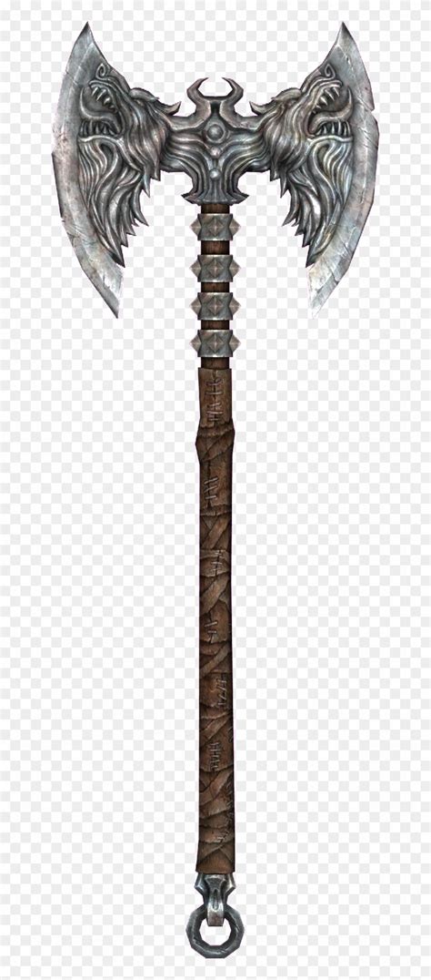 Ax Drawing Double Bladed Axe - Skyrim Axe, HD Png Download - 786x1844 ...