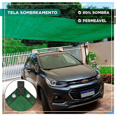 Tela Toldo Garagem 80 Verde 3x9 5 Bainha Ilhós Telas de Sombreamento