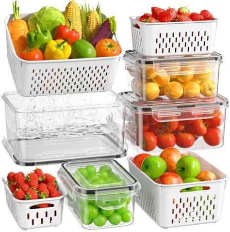 Amazon Pcs Large Fruit Storage Containers For Fridge Airtight