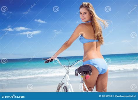 Pretty Blonde Woman Going On A Bike Ride Stock Image Image Of Ride Bright