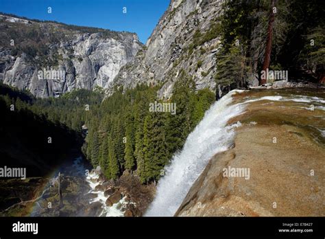 Merced River Flowing Over Vernal Fall The Mist Trail Yosemite
