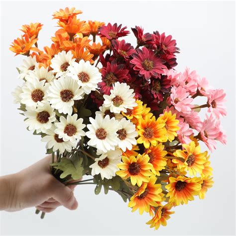 Funsdecor Mums, Artificial Sunset Mums, Artificial Mums for Outdoors