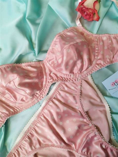 Satin Lingerie Set Pink Silky Underwear Green Sexy Panties Etsy