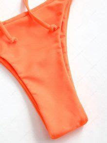 Bralette Thong String Bikini Set In ORANGE ZAFUL