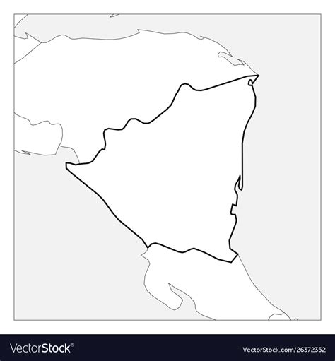 Map Nicaragua Black Thick Outline Highlighted Vector Image