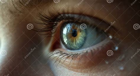 extreme close   human eye  reflection stock illustration