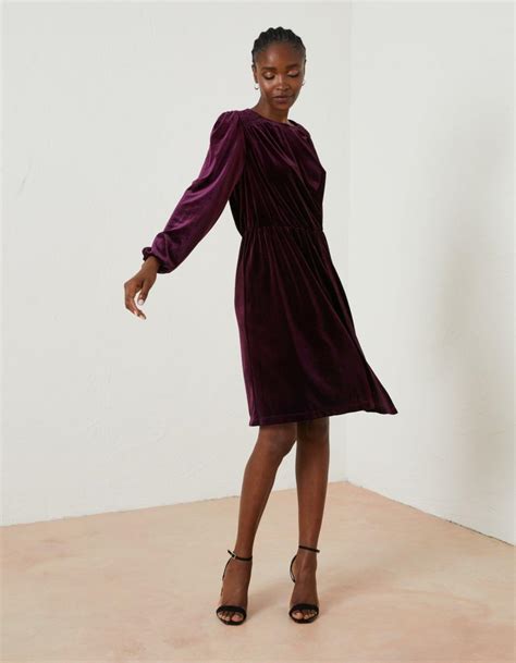 Dresses Women Fatface Annie Velvet Dress Dark Plum Asad Style