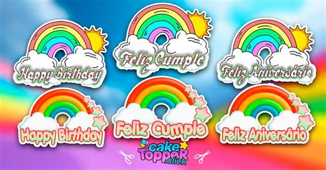 6 Rainbow Cake Toppers Printable Free