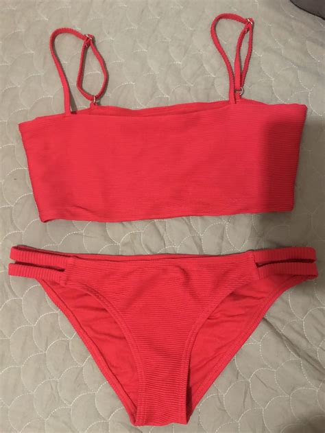 Red Billabong Bikini Women S Fashion Swimwear Bikinis Swimsuits On Carousell