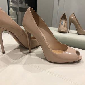 Prada Shoes Prada Nude Patent Peep Toe Poshmark