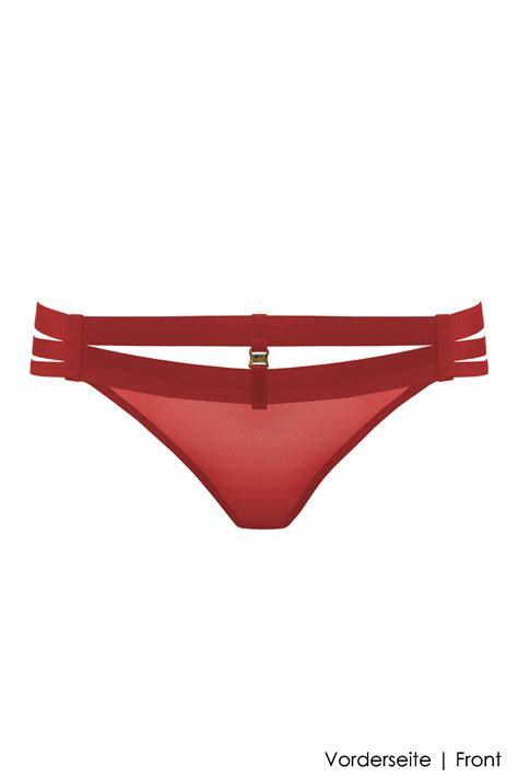BORDELLE LINGERIE Art Deco Multi Strap Thong G String Rot OLEANDA DE