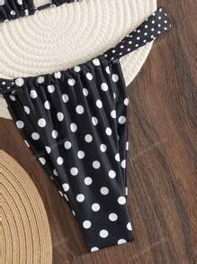 Pcs Women S Summer Beach Polka Dot Print Halter Tie Sexy Bikini Set Shein Usa