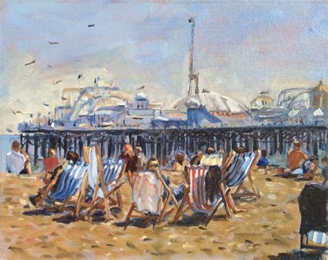 Oil Painting Brighton Beach Original Etsy
