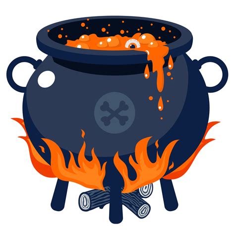 Halloween Cauldron With Boiling Brew On Fire 12809359 Vector Art At