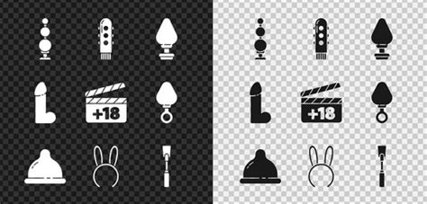 Set Condom Sperm Dildo Vibrator Anal Plug Mask Vector Image