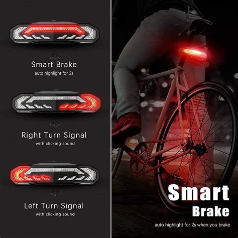 Wsdcam Smart Bike Tail Light with Turn Signals and Brake Light