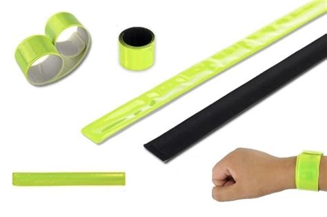 Светоотражающая полоска браслет самозакрывающийся на руки, ноги, фликер ...