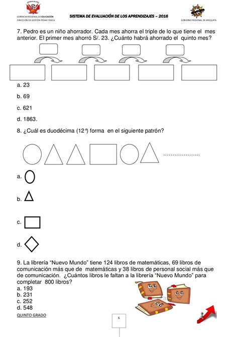 Examen Sireva Matemática 5° Grado