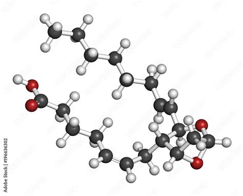 Thromboxane A2 Txa2 Molecule 3d Rendering Atoms Are Represented As