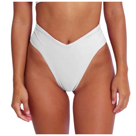 Wenwu Women S Bikini Bottom Sexy V Cut High Cut Swimsuit High Waisted Bathing Suit Bottoms Plus
