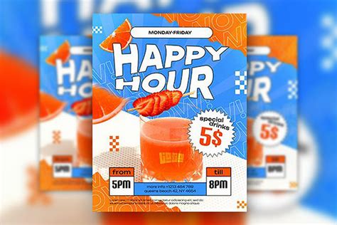 Cartoon Illustrative Happy Hours Flyer Template Free Download
